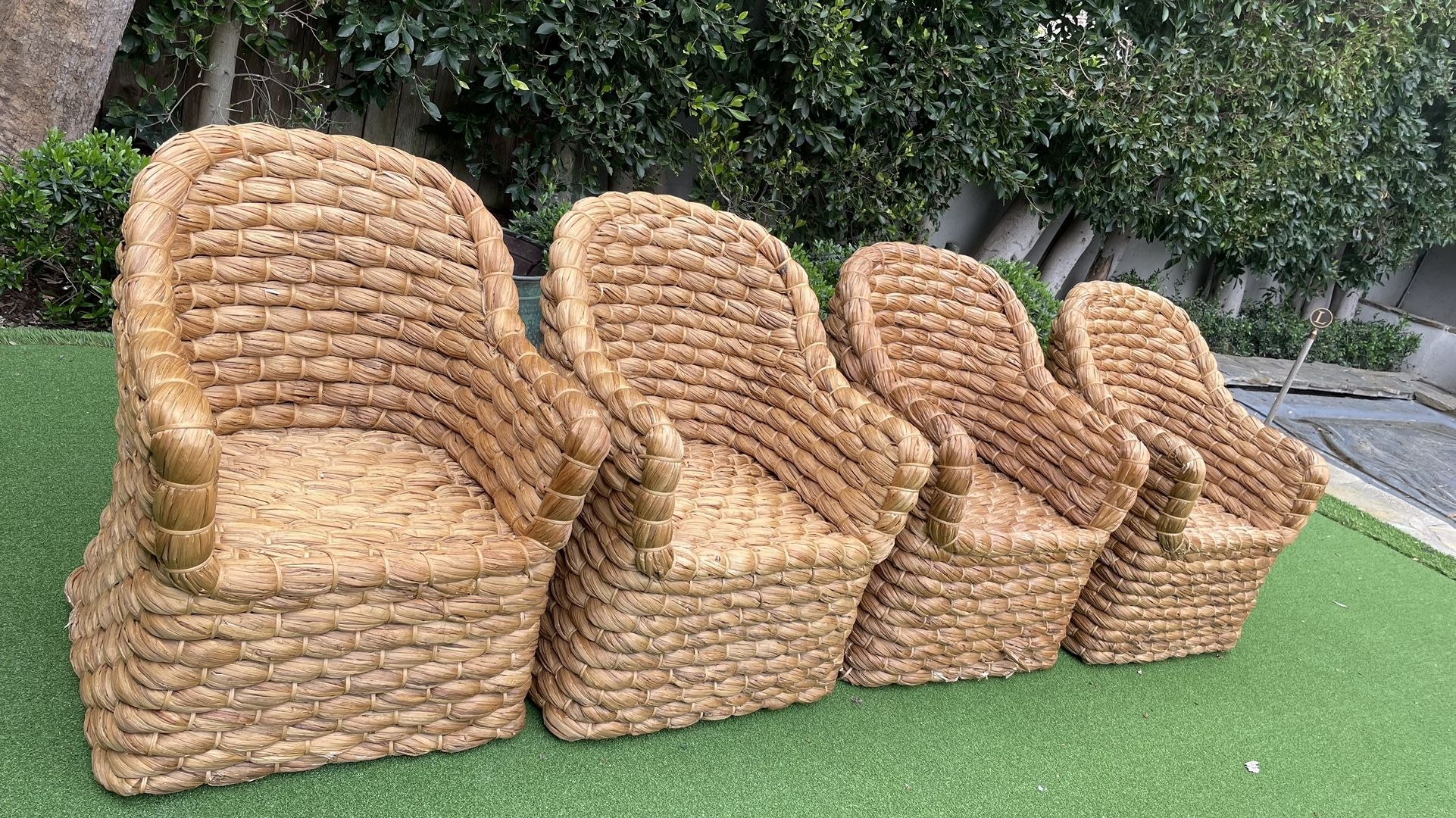 Accent Chair With Chunky Weave and Woven Barrel Back