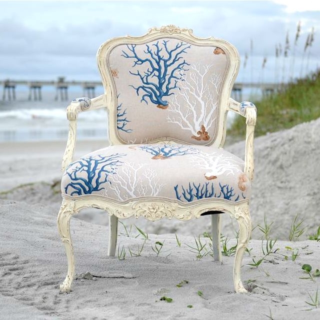 Accent Chair with Distressed White Finish and Ornate Decor