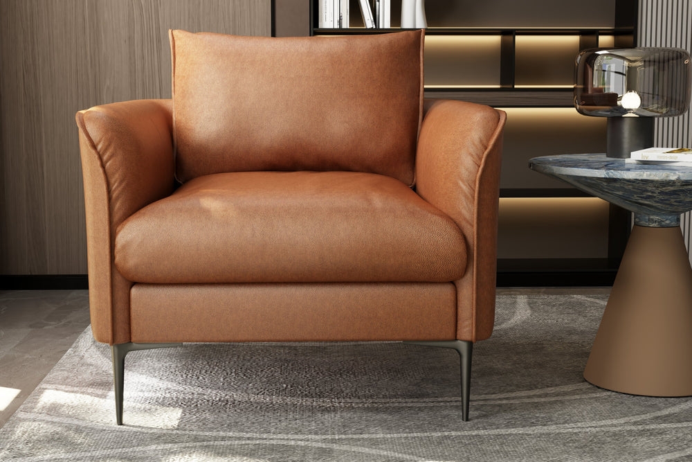 Accent Chair with Loose Back Cushion and Tapered Metal Legs