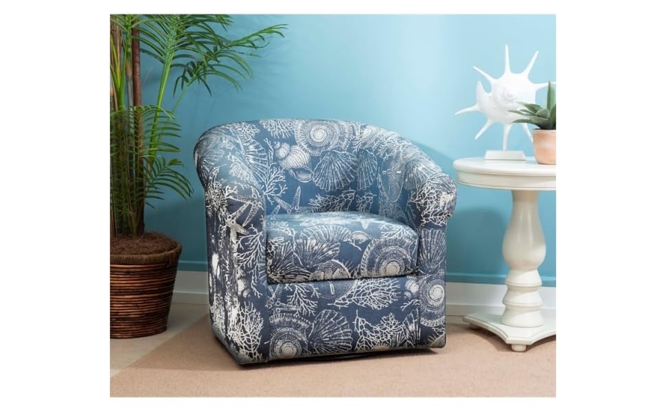 Accent Chair with Seashell Print and Seashell Print Club Chair