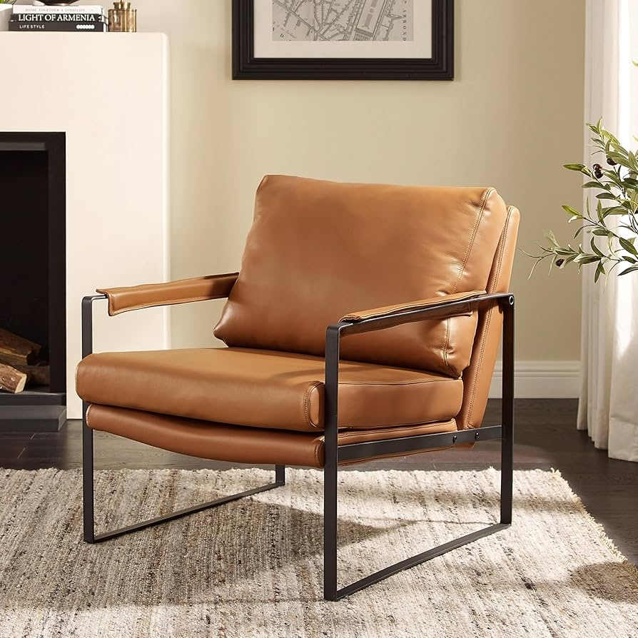Accent Chair with Sled Base and Matte Black Frame