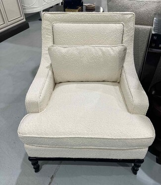 Accent Chair With Textured Boucle and Black Bamboo Legs