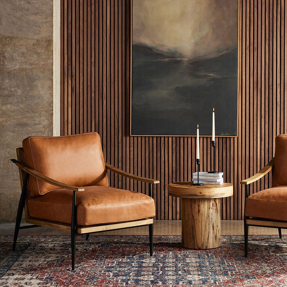 Accent Chair with Wood Iron Legs and Mid Century Styling