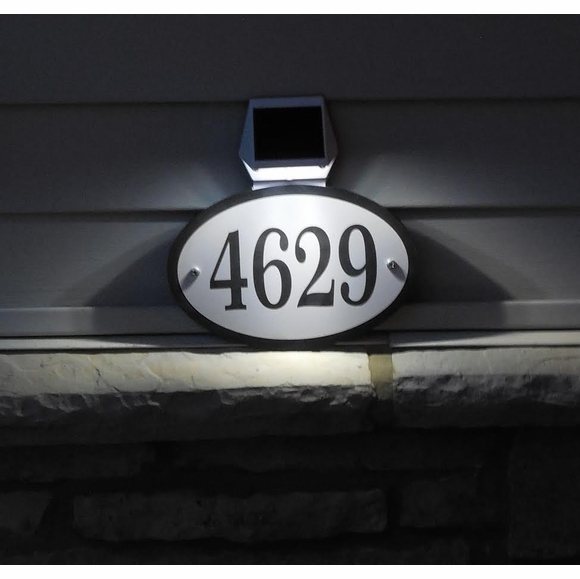 Address Plaque: Oval Silhouette Solar Downward Lighting