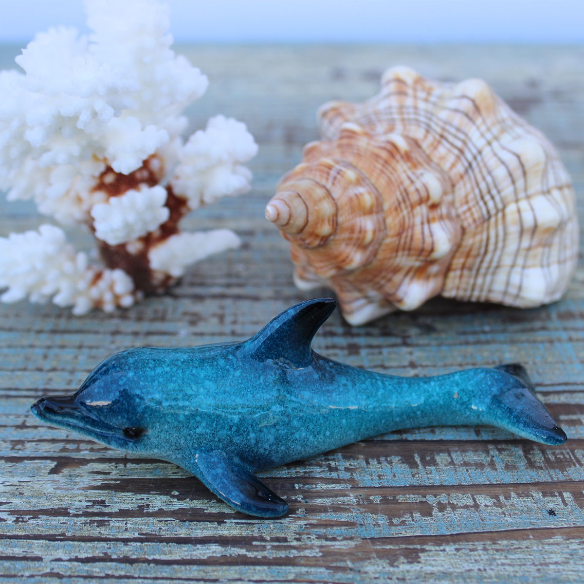 Animal Figurine: Speckled Teal Miniature Glossy Resin Decor