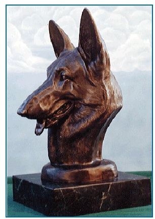 Animal Sculpture with Marbled Plinth and Life Size Canine Art