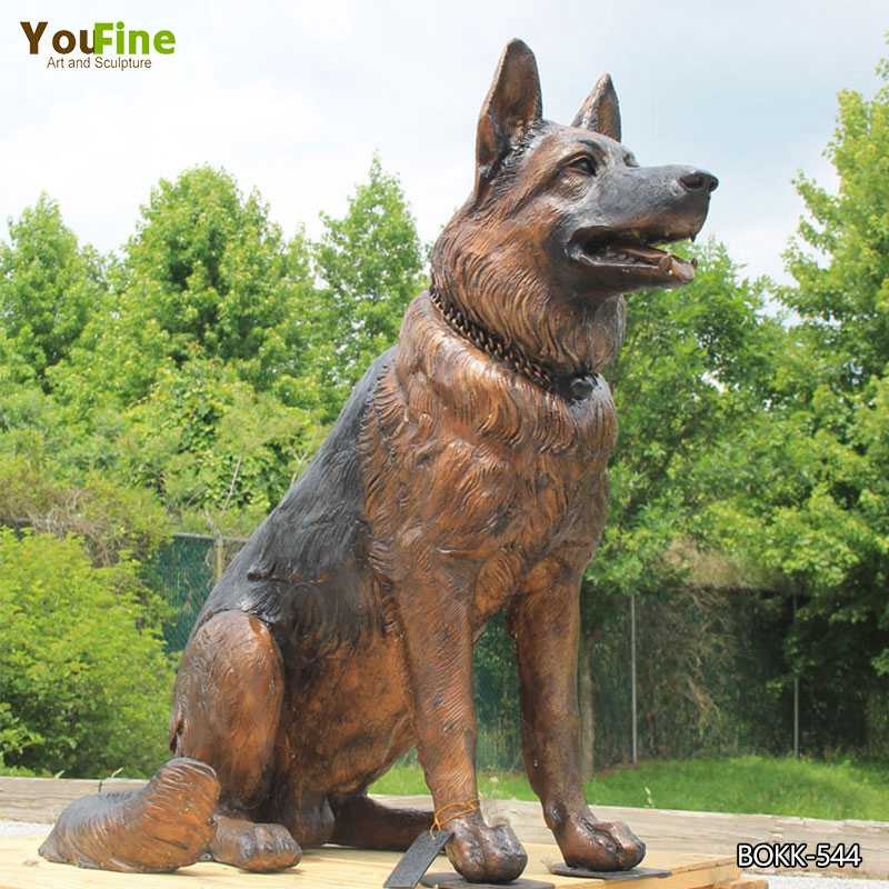 Animal Statue with Patinated Finish Seated Shepherd Monument