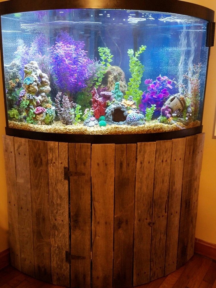 Aquarium Stand Reclaimed Wood Aesthetic Rustic Bow Front