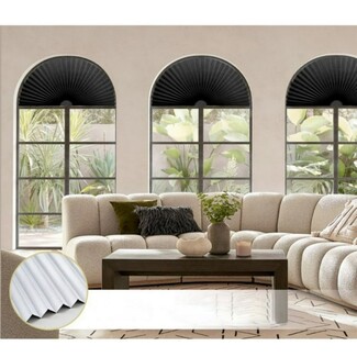 Arch Pleated Blinds Matte Black Fan Pleated Blackout