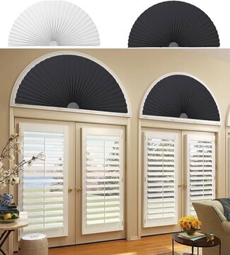 Arch Window Shade Matte Black Pleated Texture Blackout