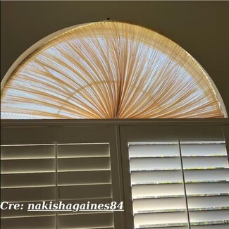Arch Window Shade Tan Fan Shaped Bamboo Fiber Treatment