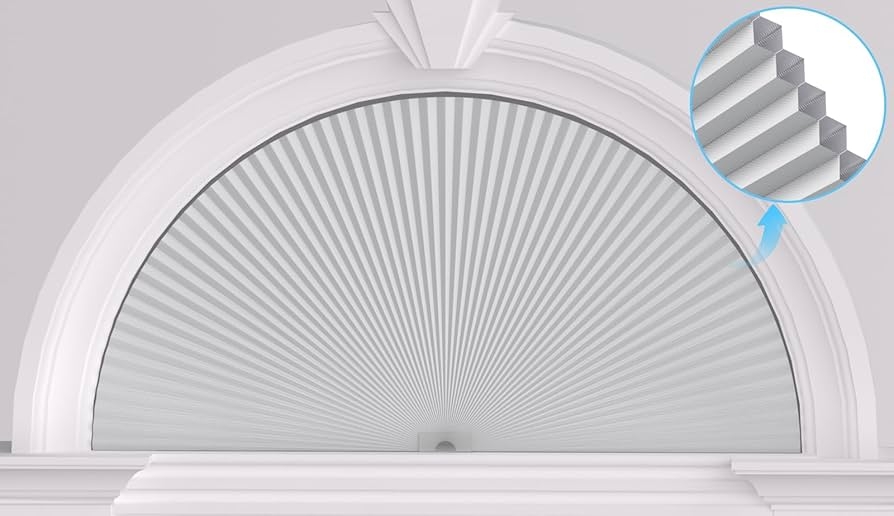 Arch Window Shade White Cordless Radial Pleats Half Circle