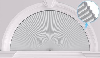 Arch Window Shade White Cordless Radial Pleats Half Circle