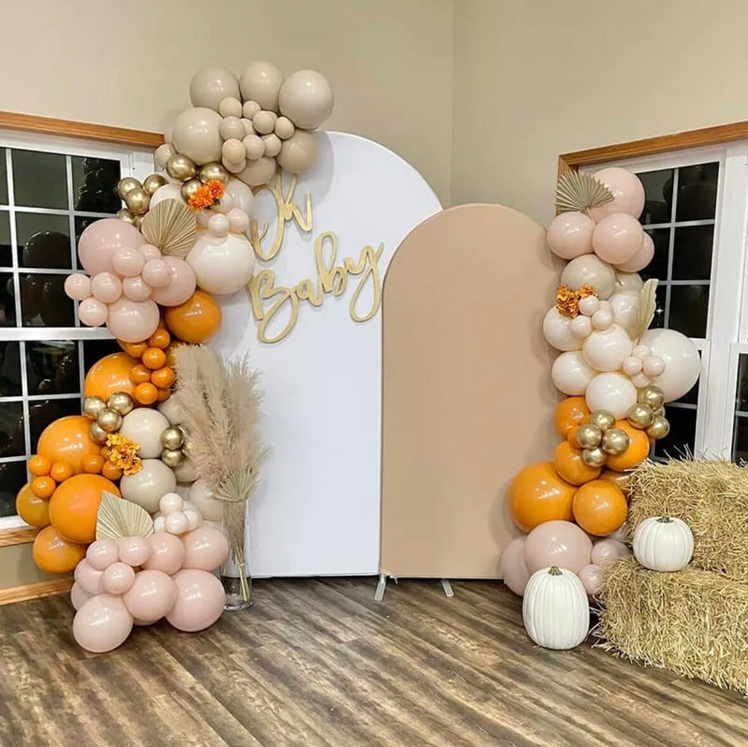 Arched Backdrop Dual Panels Gold Script Boho Baby Shower Decor