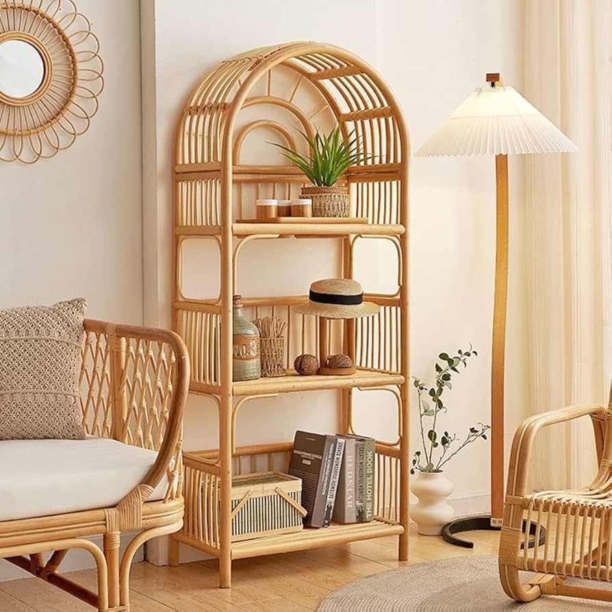 Arched Bookshelf Open Shelving Bohemian Display Rack