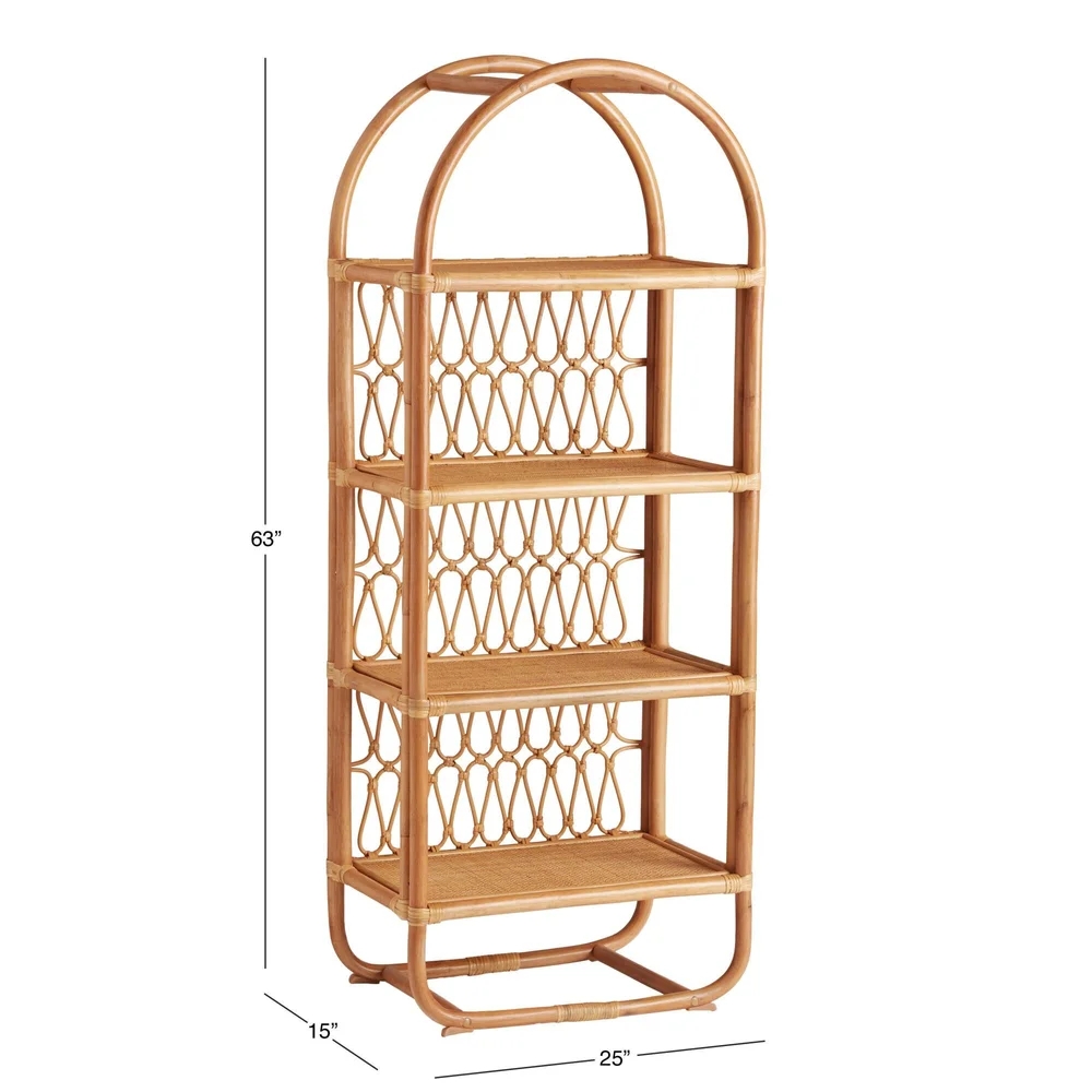 Arched Shelf Sienna Rattan Woven Lattice Detail Boho