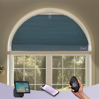 Arched Window Blind Motorized Arch Smart Home Compatible Blue