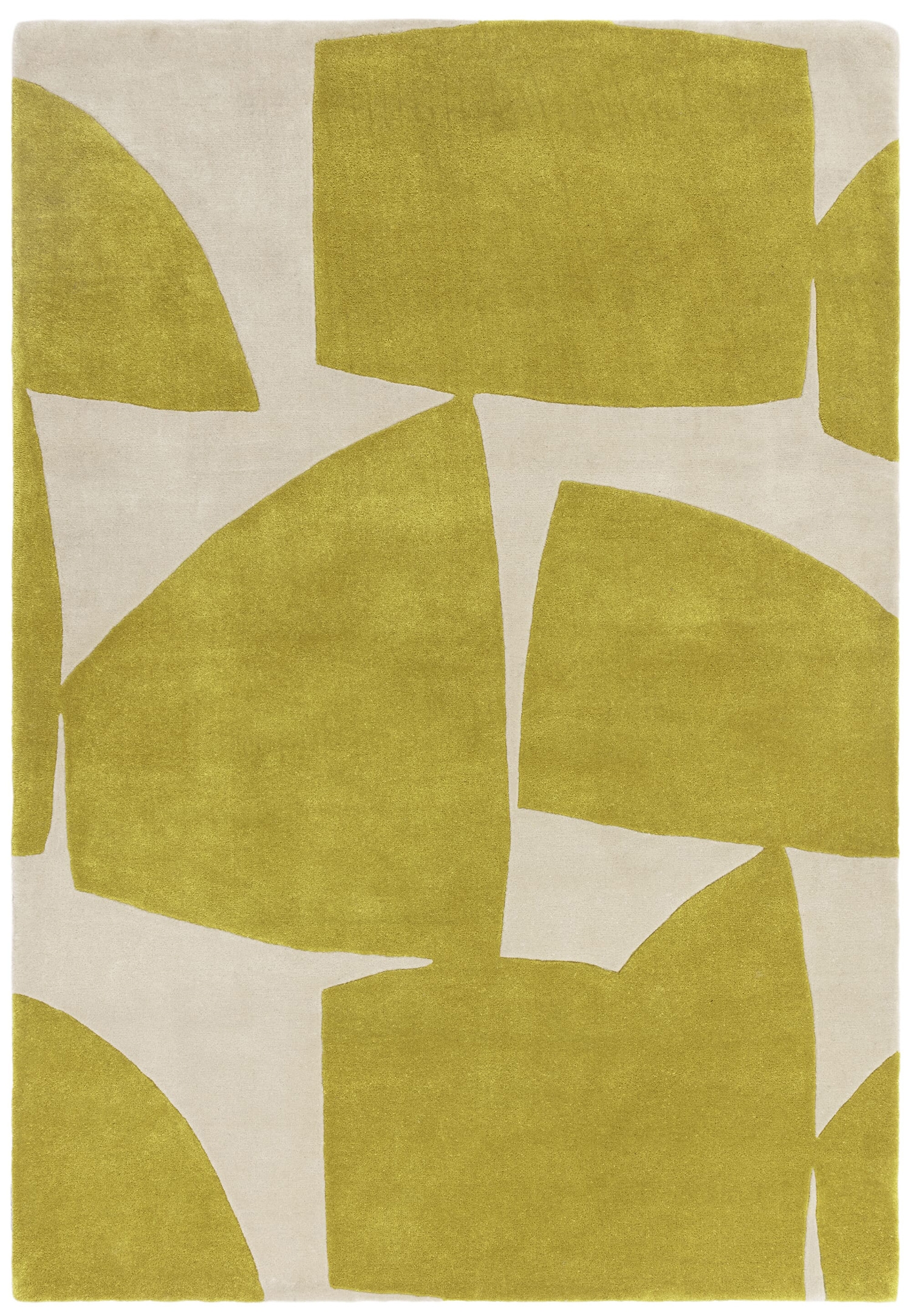 Area Rug Abstract Kite Shapes In Chartreuse Yellow