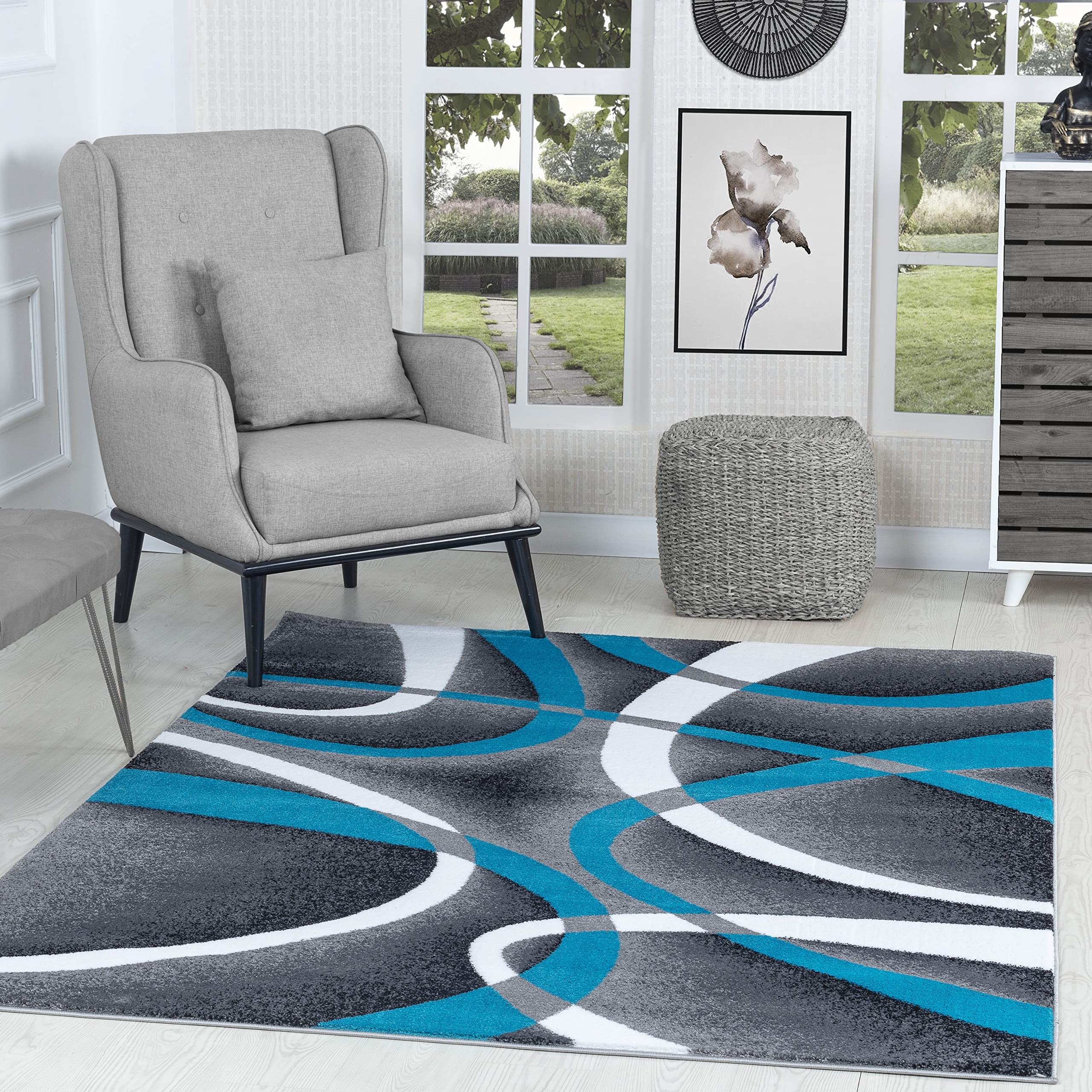 Area Rug Abstract Swirl Pattern Graphic Sevilla Motif