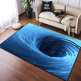 Area Rug: Blue Gradient Whirlpool Motif Floor Decor