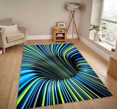 Area Rug: Blue Lime Green Optical Illusion Design