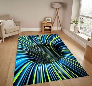 Area Rug: Blue Lime Green Optical Illusion Design