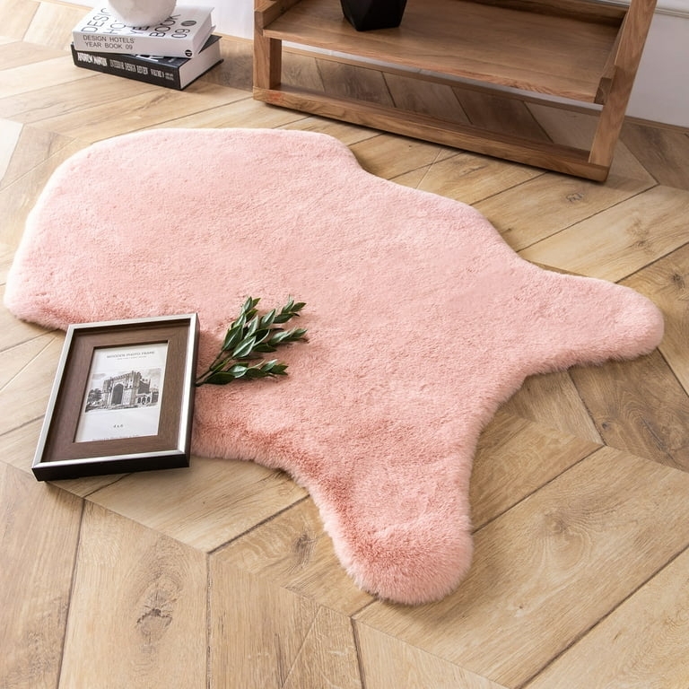 Area Rug: Blush Pink Fur Organic Pelt Outline Carpet