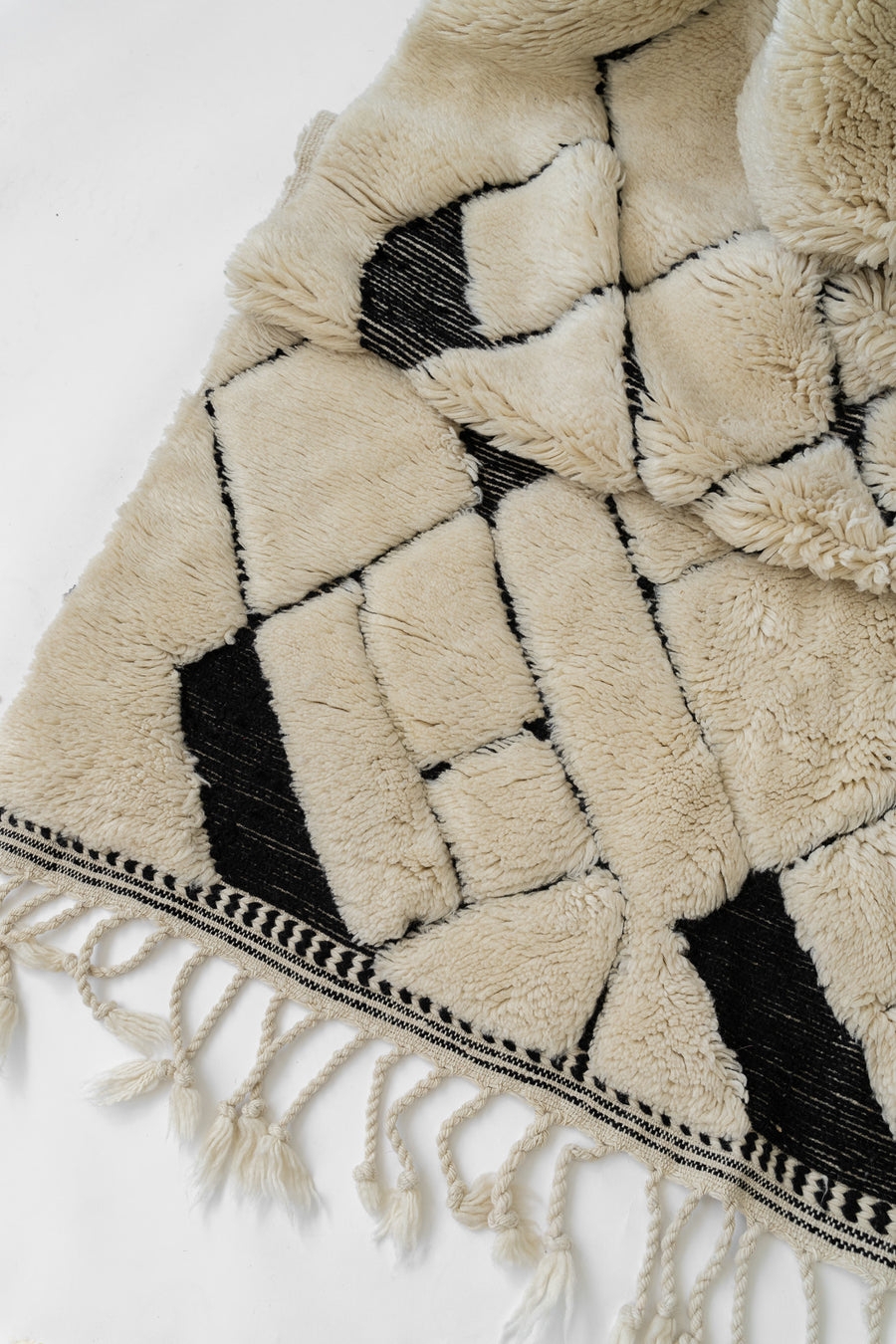 Area Rug: Braided Fringe Asymmetrical Geometric Shaggy