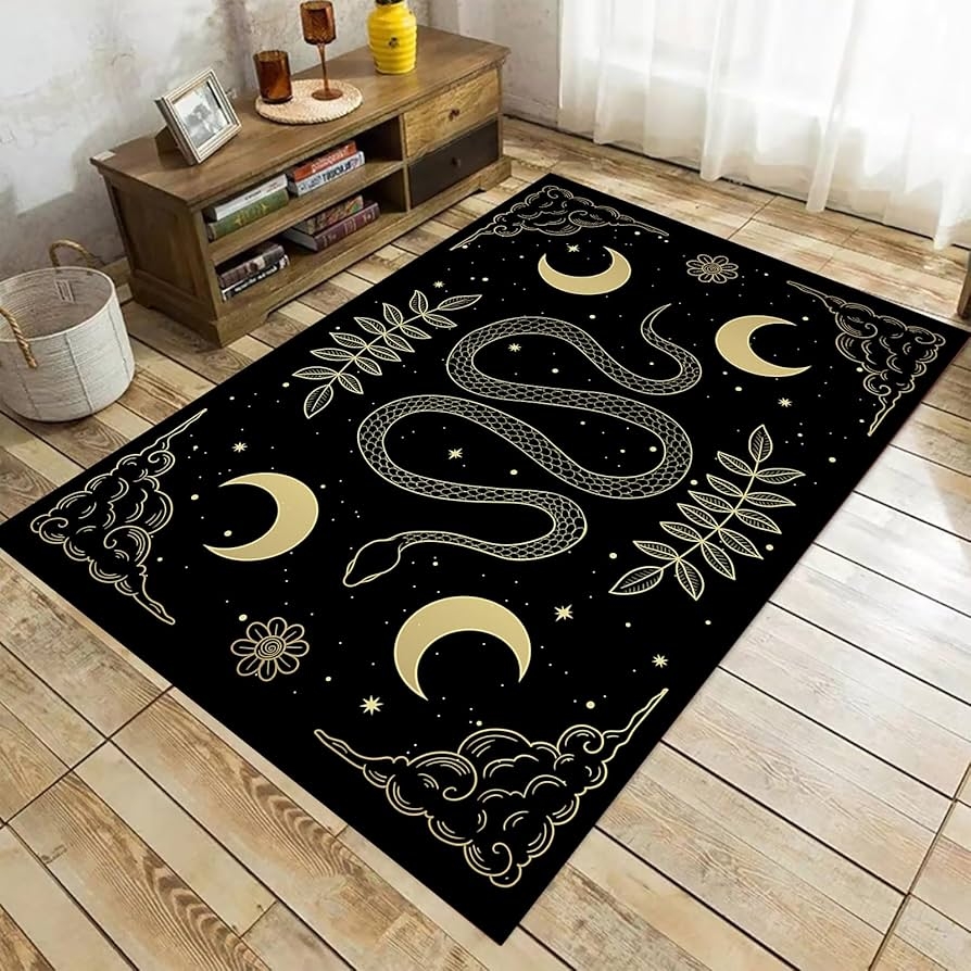 Area Rug: Celestial Snake Illustration Gothic Living Room