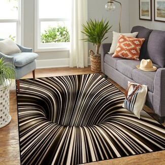 Area Rug: Chocolate Brown Deep Funnel Vortex Pattern