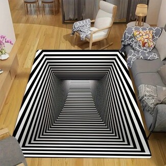 Area Rug: Concentric Rectangles 3D Geometric Print