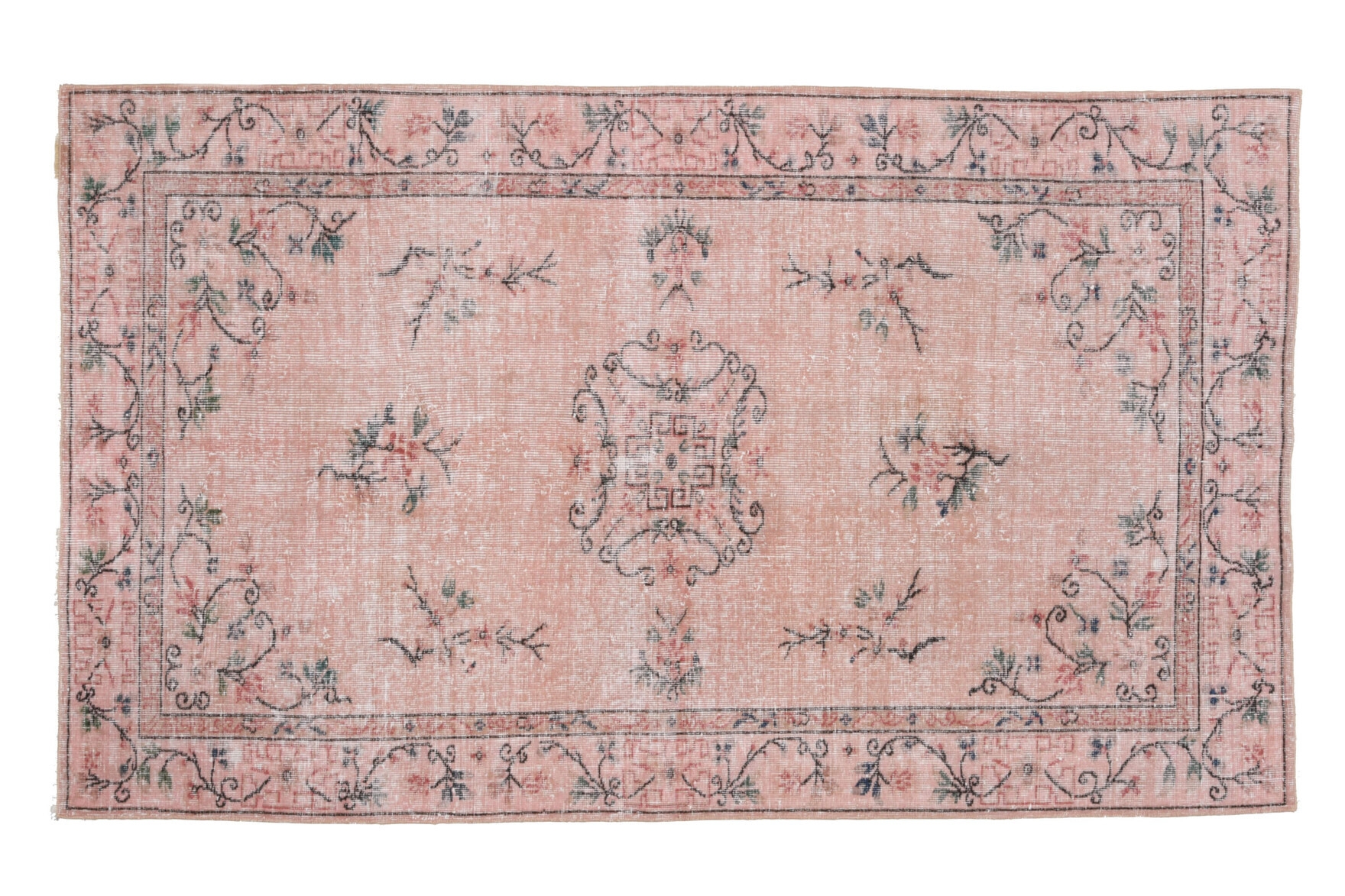 Area Rug Dusty Pink Base Traditional Low Pile