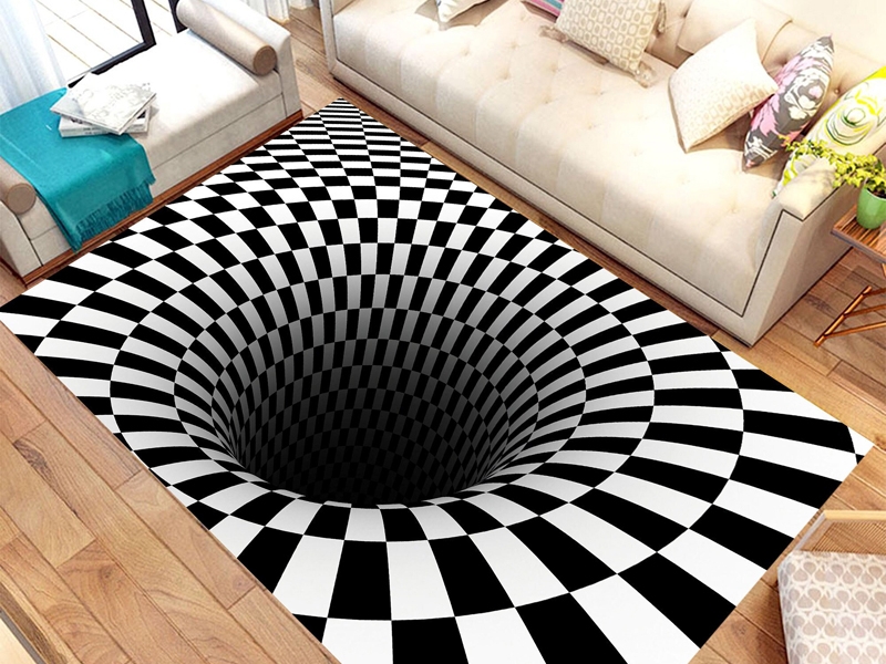 Area Rug: Experimental Vortex Design Checkered Mat
