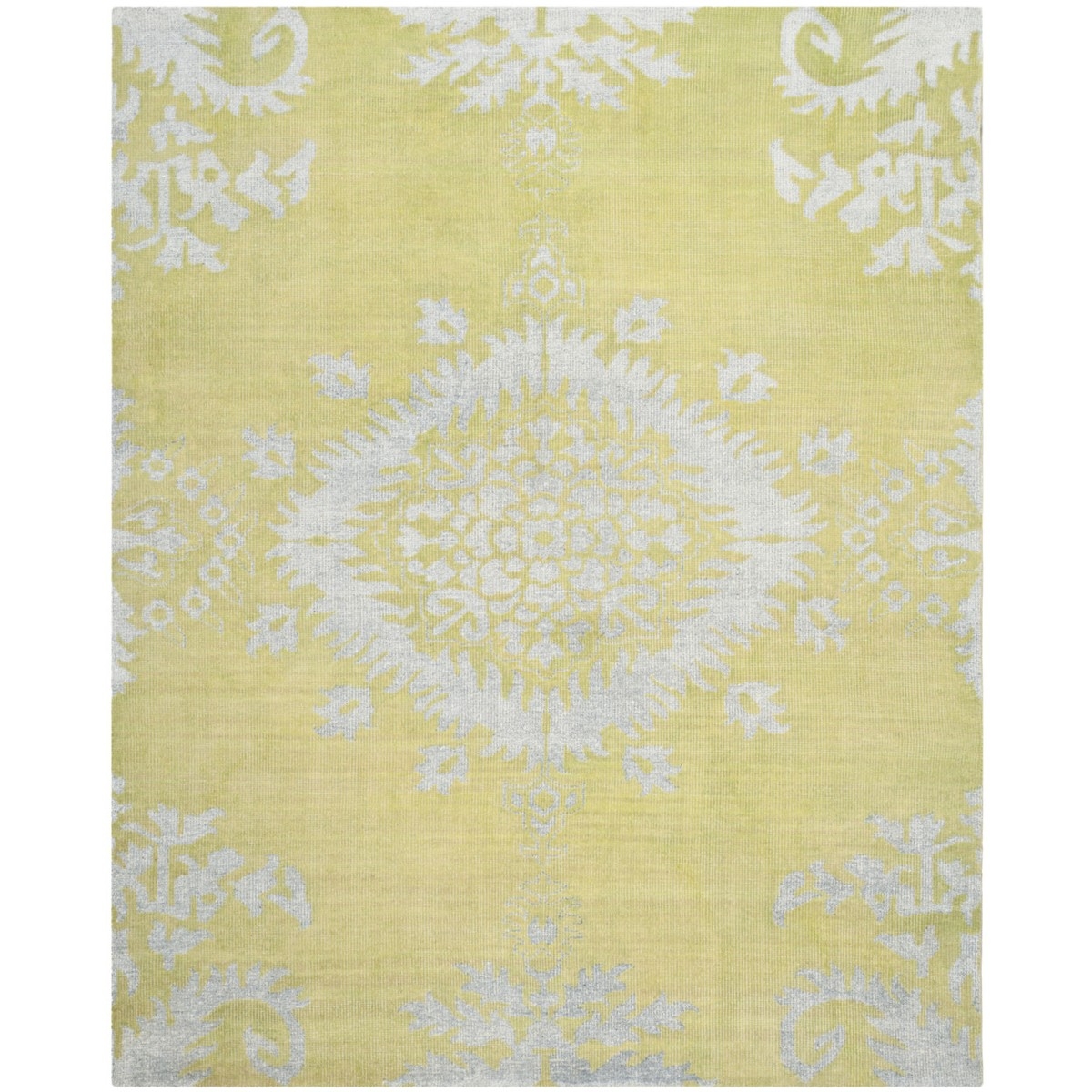 Area Rug Faded Ikat Pattern In Lime Tones Floor Mat