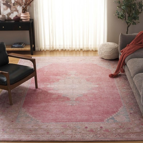 Area Rug Faded Medallion Rose Base Classic Rug