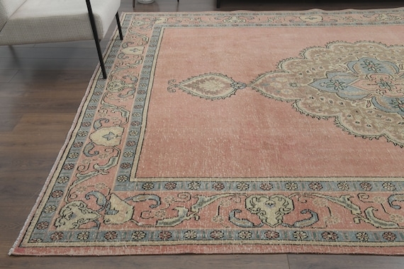 Area Rug Faded Salmon Field Oversized Oriental Rug