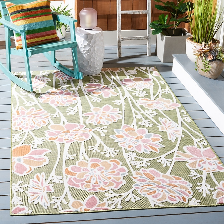 Area Rug Flatweave Oversized Botanical Sage Green Patio Rug