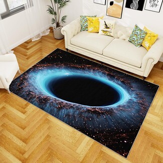 Area Rug: Galaxy Nebula Print Electric Blue Wormhole