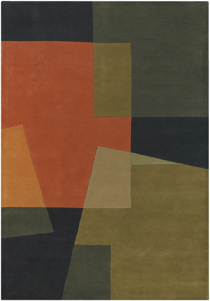 Area Rug Geometric Color Blocking Overlapping Shapes