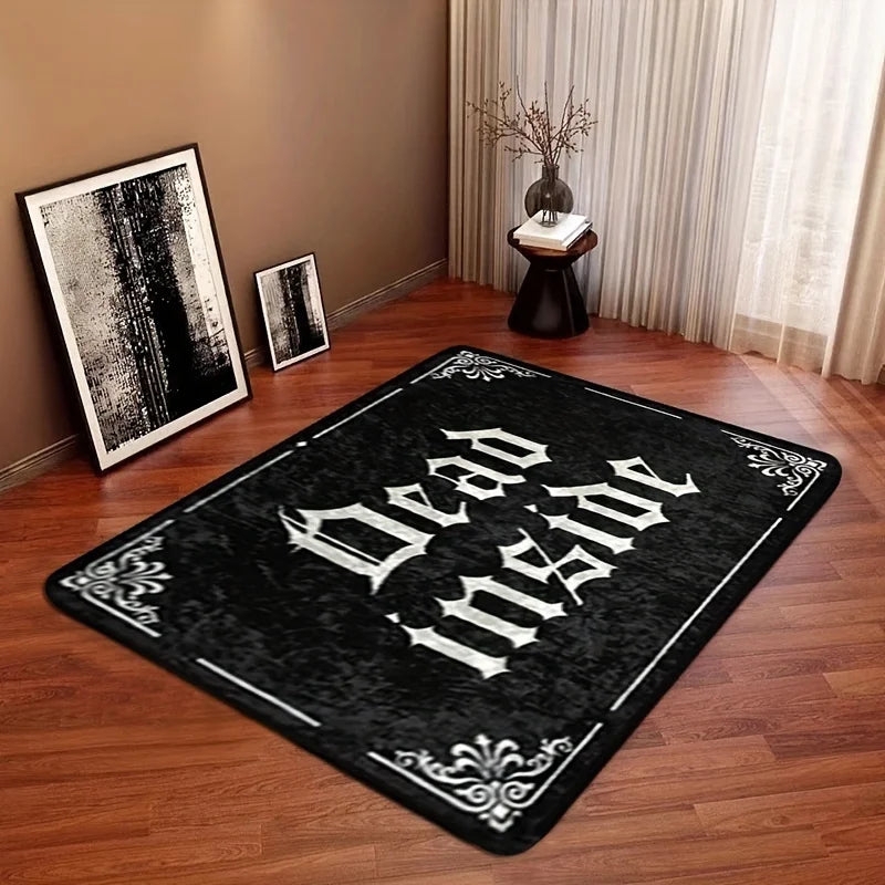 Area Rug: Gothic Typography Ornate Corners Grunge Goth