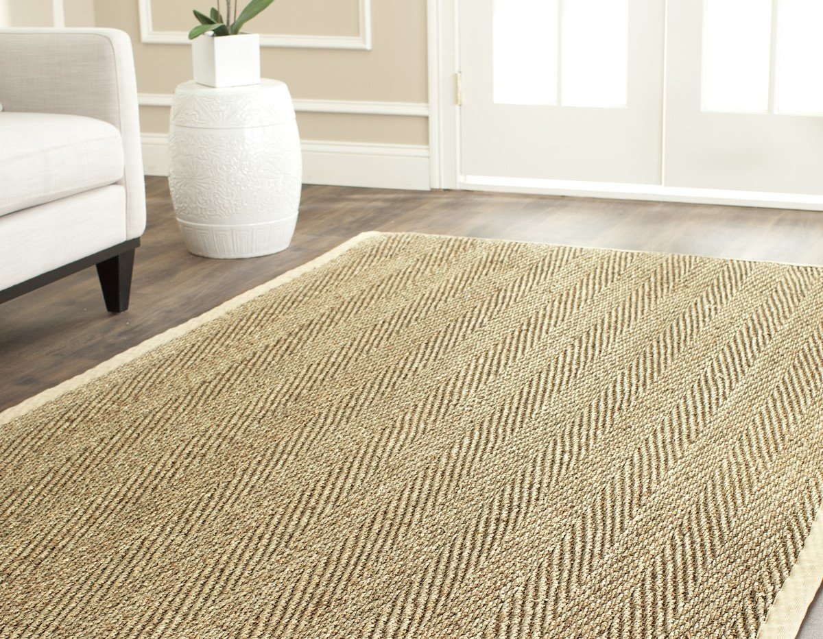 Area Rug: Herringbone Weave, Natural Fiber Texture Floor Mat
