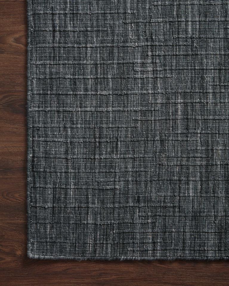Area Rug High Low Weave Grid Pattern Ink Blue Texture