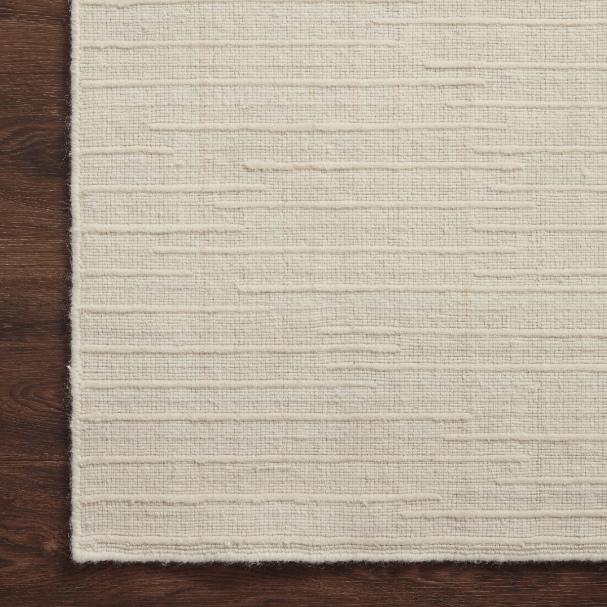 Area Rug Horizontal Ribbing Warm Cream Raised Linear Pattern