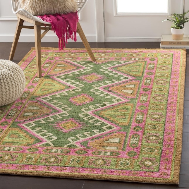 Area Rug Hot Pink Geometric Tribal Global Bohemian Rug