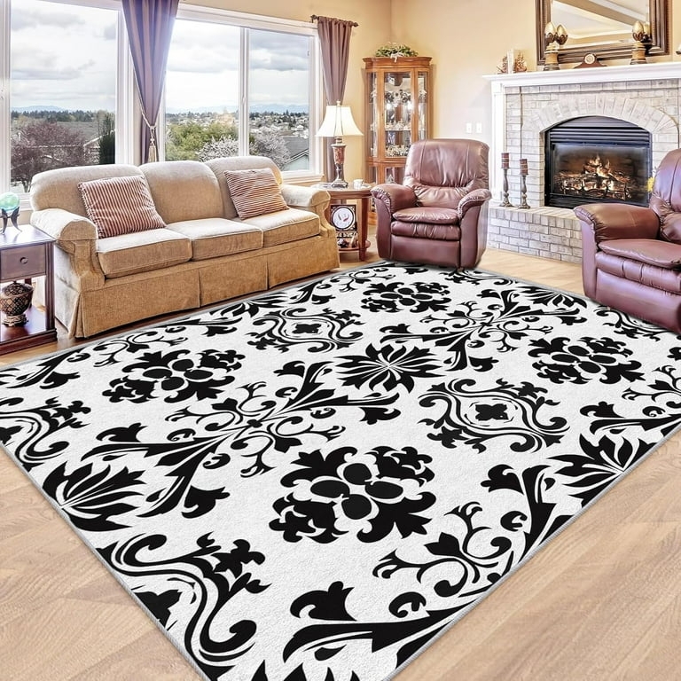 Area Rug: Large Scale Damask Motif Victorian Baroque