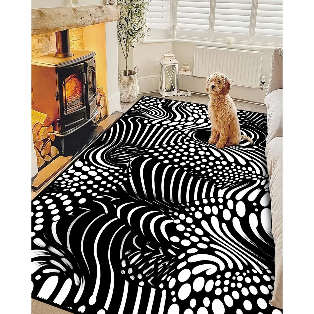Area Rug: Machine Washable Warped Stripes Depth Pattern