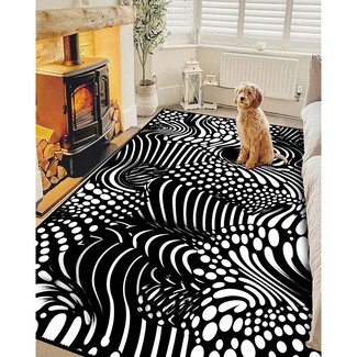 Area Rug: Machine Washable Warped Stripes Depth Pattern