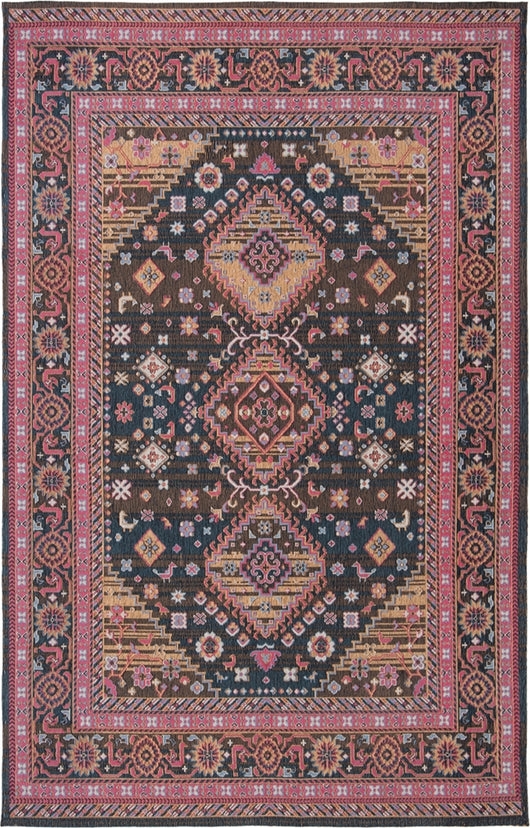 Area Rug Navy Rose Contrast Triple Diamond Rug
