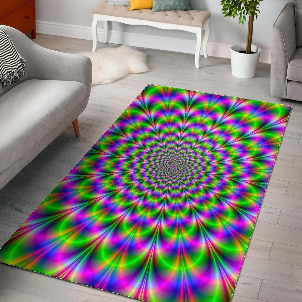 Area Rug: Neon Starburst Trippy Pattern Illusion Mat