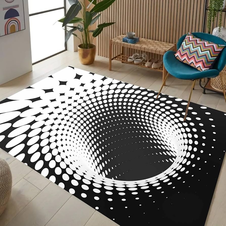 Area Rug: Op Art Halftone Pattern Vortex Graphic